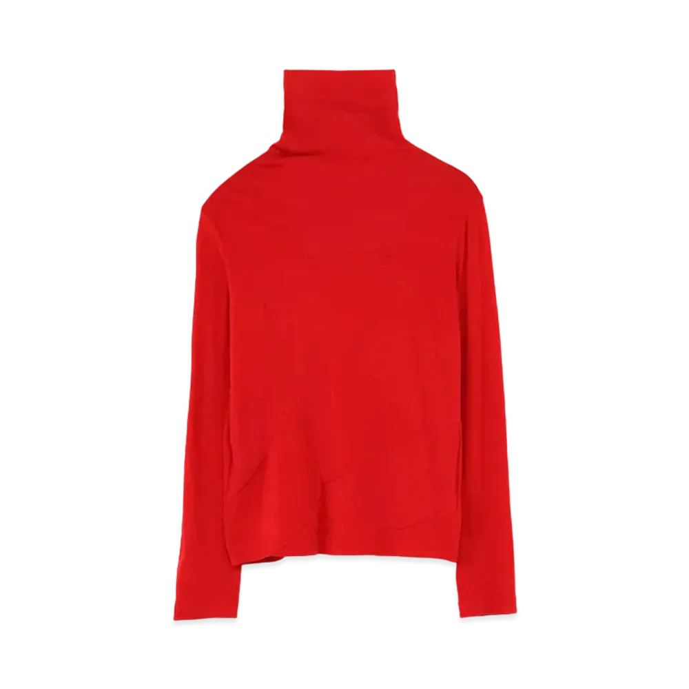 Yohji Yamamoto Y's PLAITING PATCHWORK HIGH NECK T "Red"