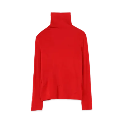Yohji Yamamoto Y's PLAITING PATCHWORK HIGH NECK T "Red"