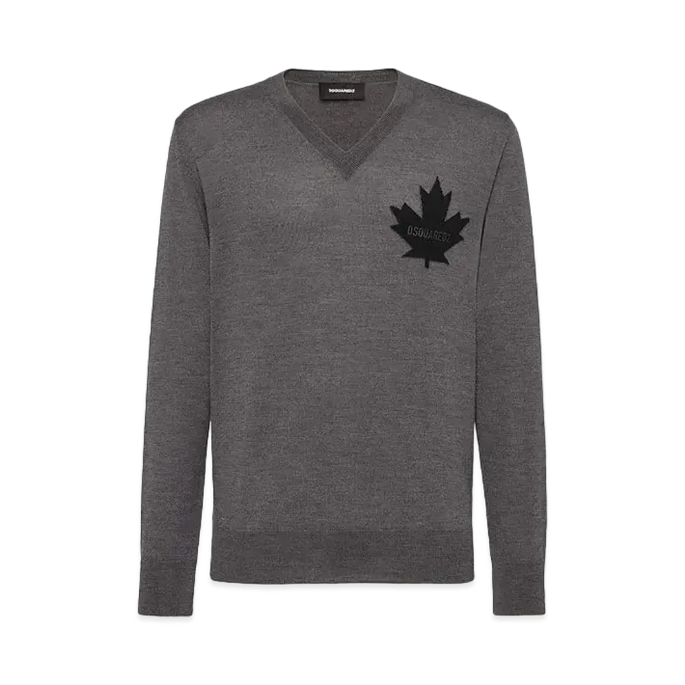 Dsquared2 D2 Leaf V Neck Pullover "Gray"