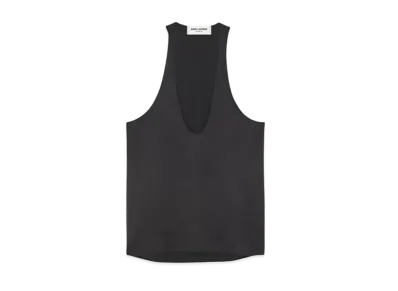 Saint Laurent Tank Top In Silk Satin Crepe "Black"
