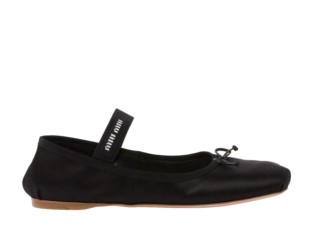 MIU MIU Women's Satin Ballerinas "Black"