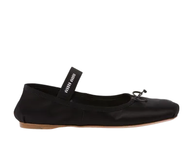 MIU MIU Women's Satin Ballerinas "Black"
