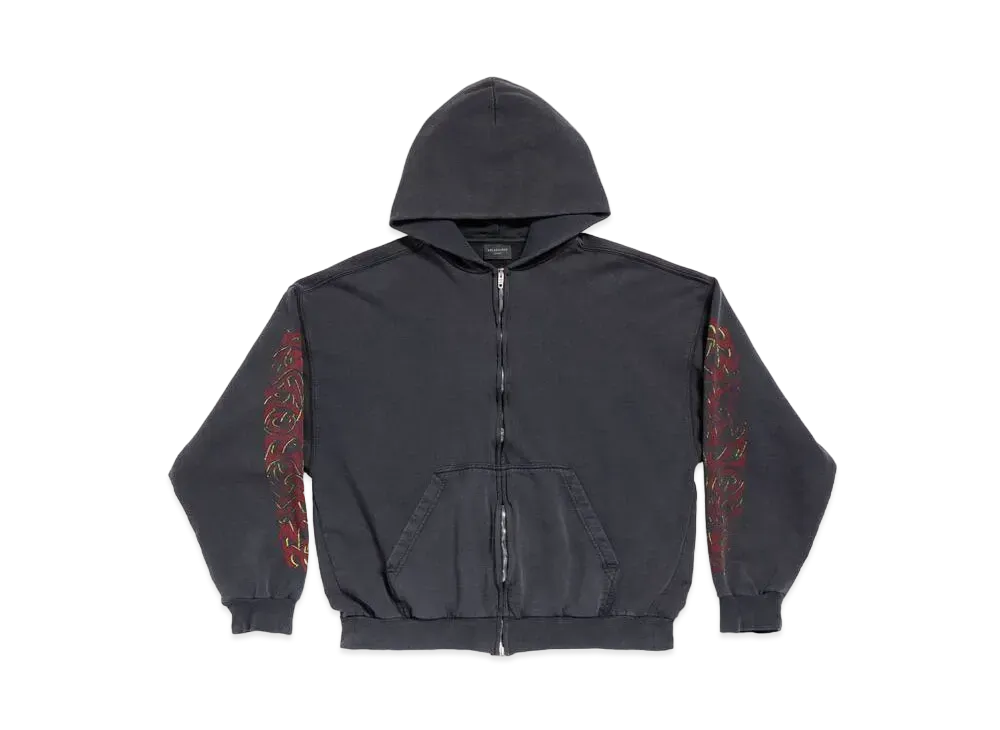 BALENCIAGA Offshore Zip-Up Hoodie Medium Fit "Black"