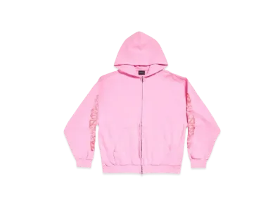 BALENCIAGA Offshore Zip Up Hoodie Medium Fit "Pink"