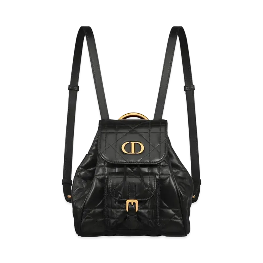 Dior Small Dior Caro Backpack Macrocannage Lambskin "Black"