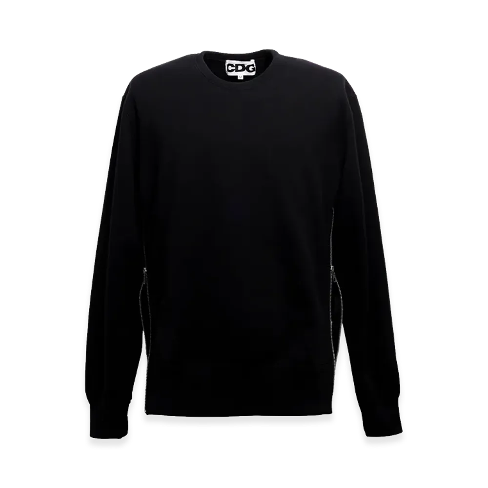 COMME des GARCONS CDG Classic Crew Neck Sweatshirt With Zip "Black"