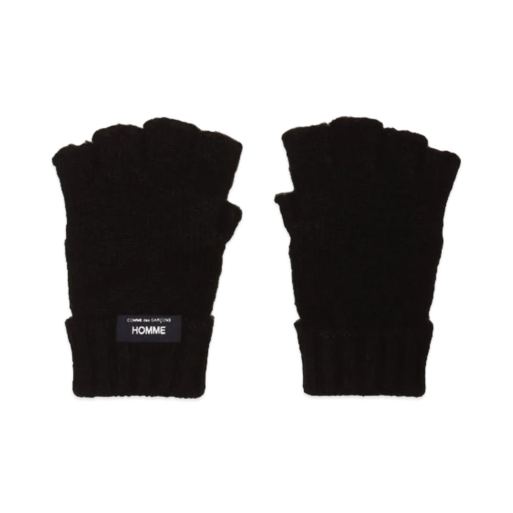 COMME des GARCONS HOMME Wool Acrylic Jersey Fulled Gloves "Black"