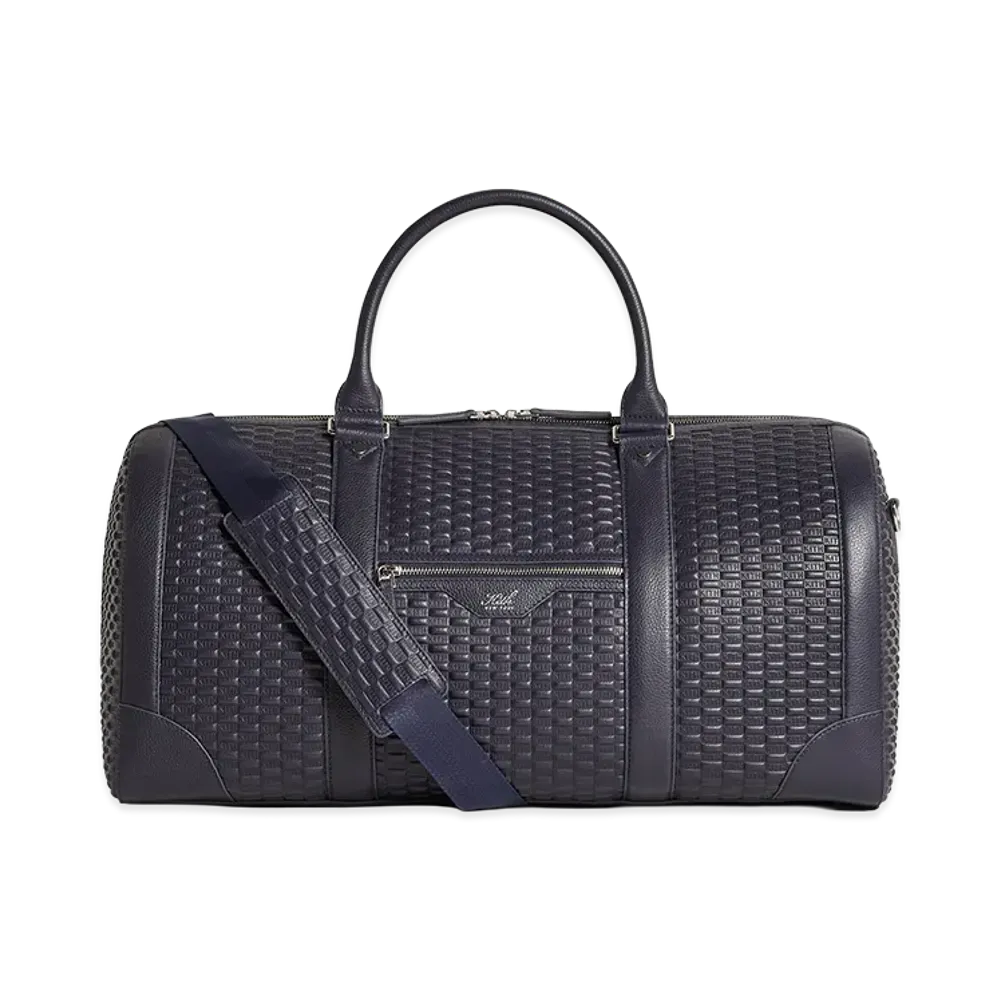 Kith Monogram Tumbled Leather Traveler K55 Duffle Bag "Ink"