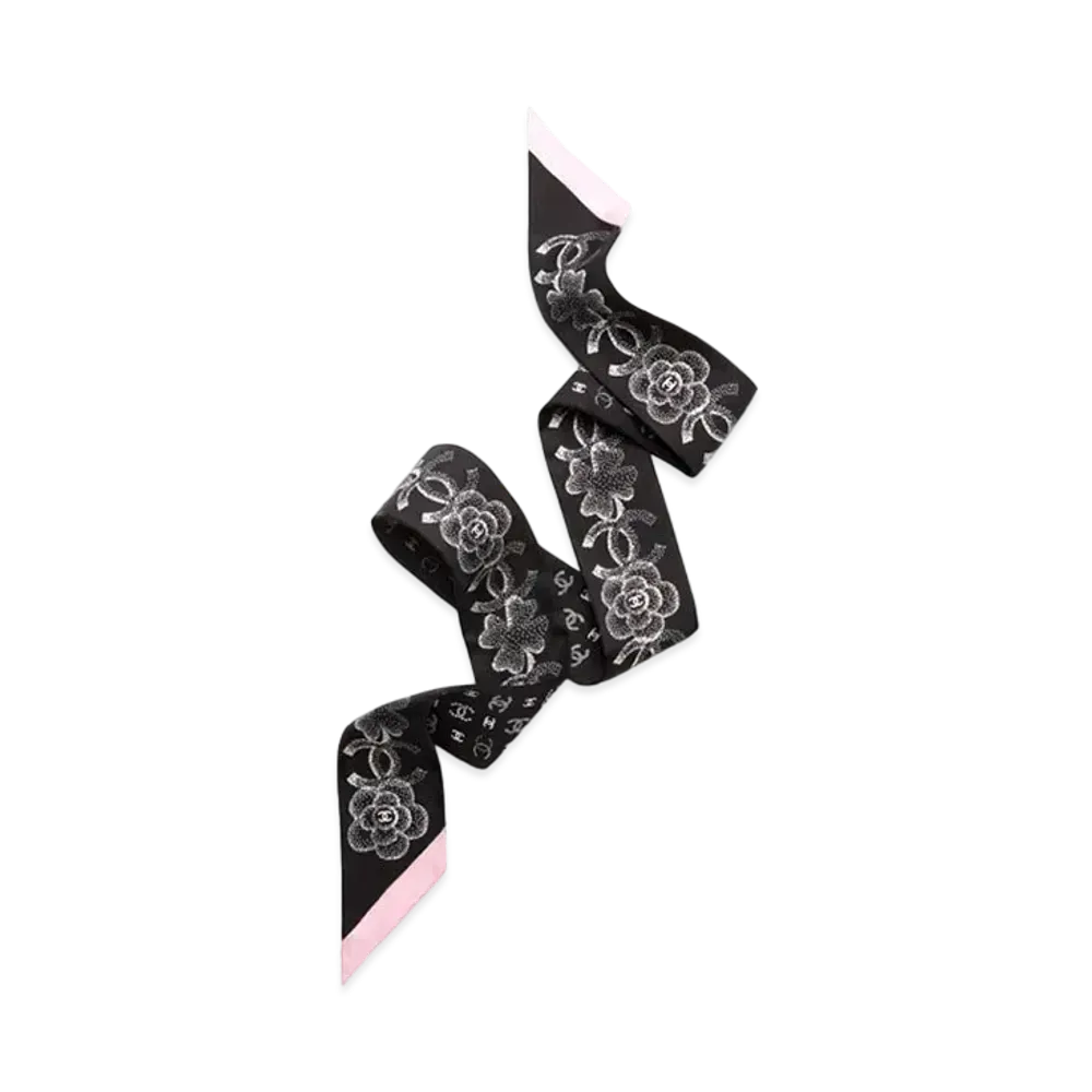 CHANEL Slim Bandeau Silk Twill "Black/Pink"