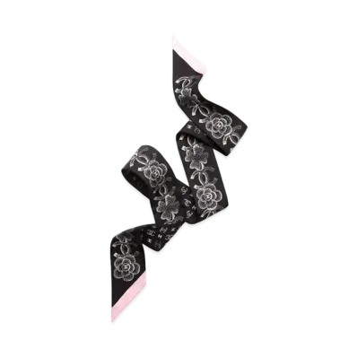CHANEL Slim Bandeau Silk Twill "Black/Pink"