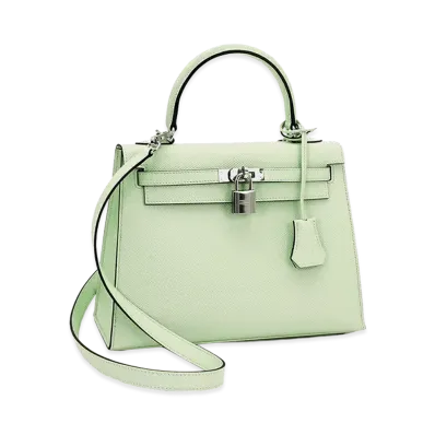 Hermes Women's Kelly 25 Veau Epsom Handbag "Vert Fizz"