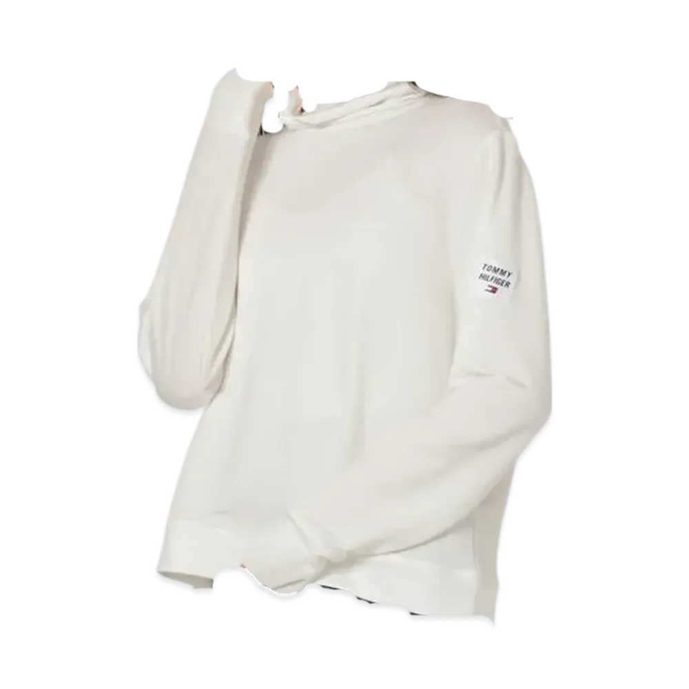 TOMMY HILFIGER Sport French Terry Cowl Neck Logo Sleeve Pullover "Eggshell"