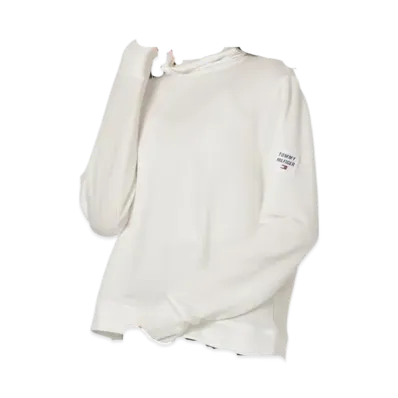 TOMMY HILFIGER Sport French Terry Cowl Neck Logo Sleeve Pullover "Eggshell"