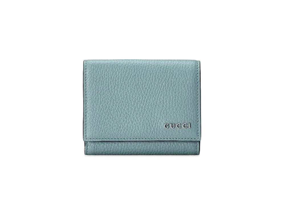 GUCCI Tri Fold Wallet With Gucci Logo Japan Exclusive "Pastel Blue"