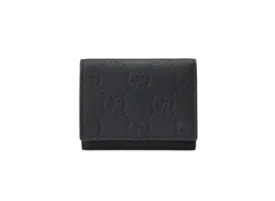GUCCI GG Rubber Effect Tri Fold Wallet "Black"