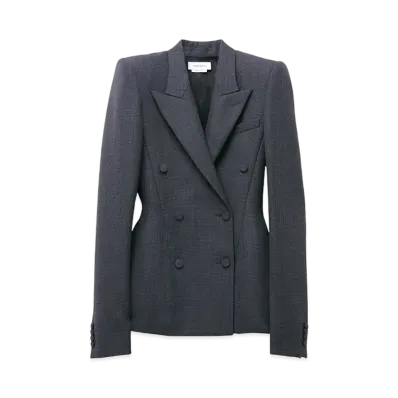 Alexander McQUEEN Prince Of Wales Double-Breasted Jacket "Black/DarkGray"