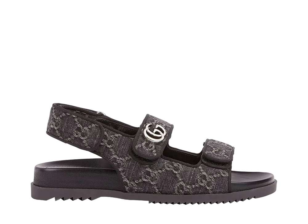 GUCCI Women's Sandal with Double G "Black/Grey"