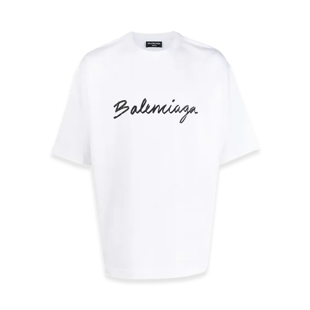 BALENCIAGA Logo Crewneck Damaged Collar S/S T-Shirt "White"