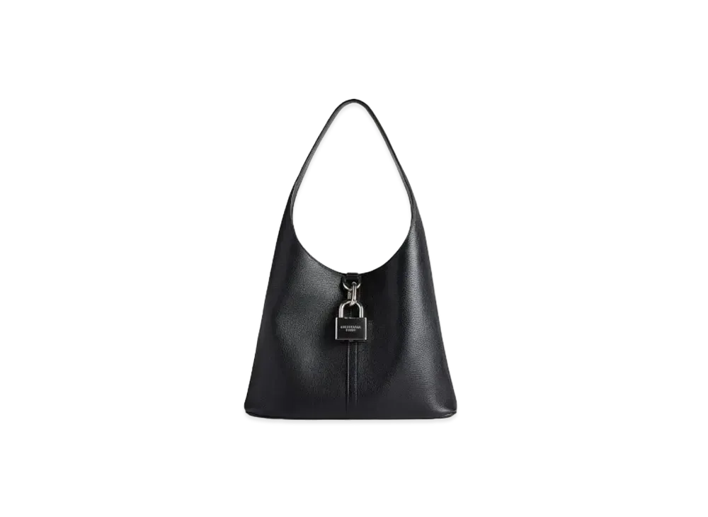 BALENCIAGA Locker Medium North-South Hobo Bag In Grained Calfskin "Black"