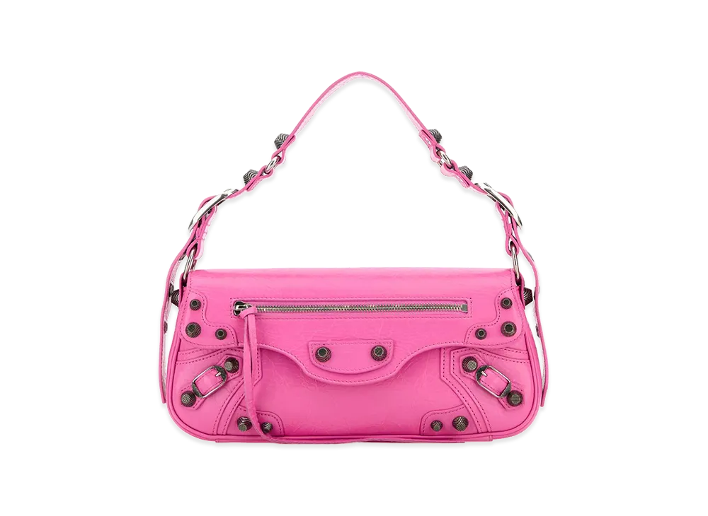 BALENCIAGA Women's Fuchsia Leather Small Le Cagole Sling Shoulder Bag "Pink"