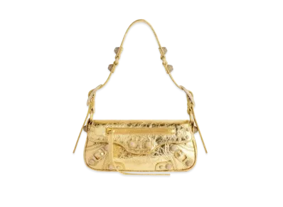 BALENCIAGA Le Cagole XS Sling Bag Metallized Rhinestones "Gold"