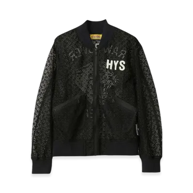 HYSTERIC GLAMOUR Raw Power Hysteric Embroidered Lace Rib Blouson "Black"