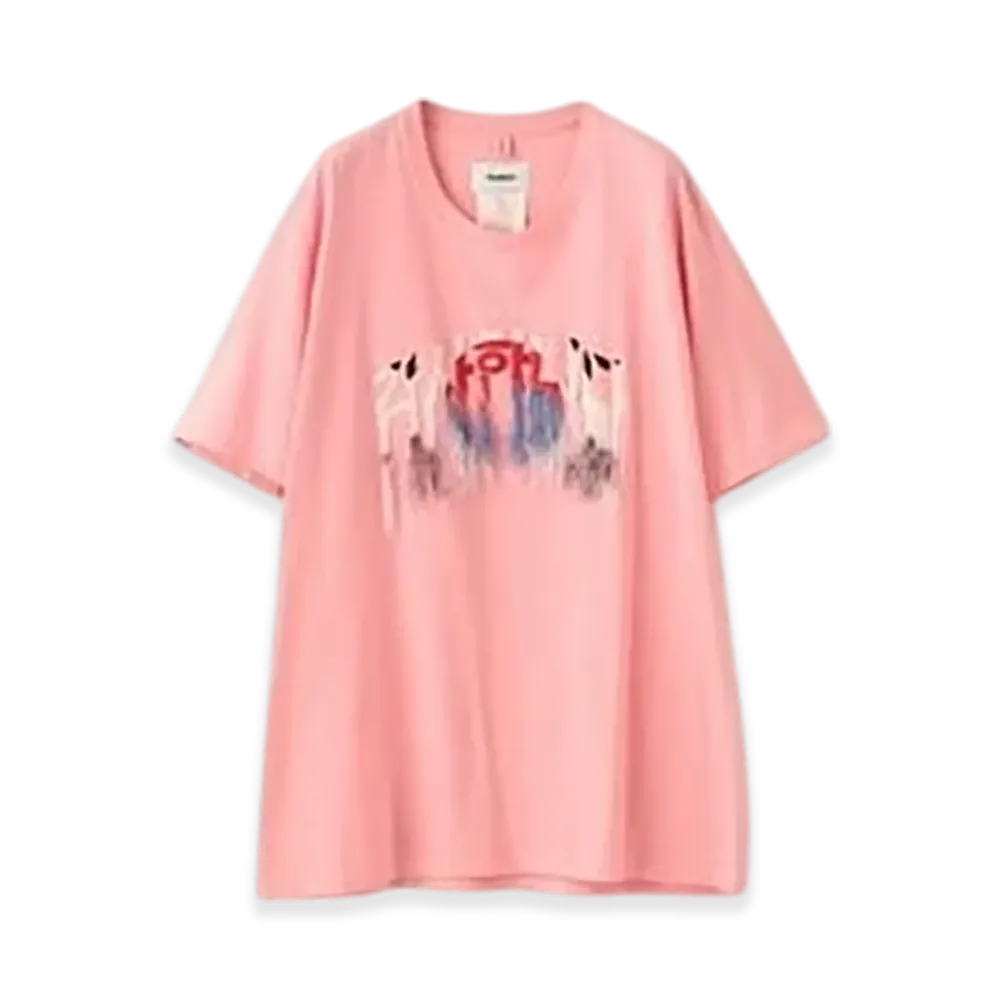 doublet Thank You Fringe Embroidery T-Shirt "Pink"