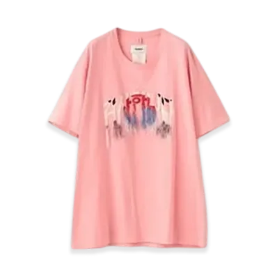 doublet Thank You Fringe Embroidery T-Shirt "Pink"