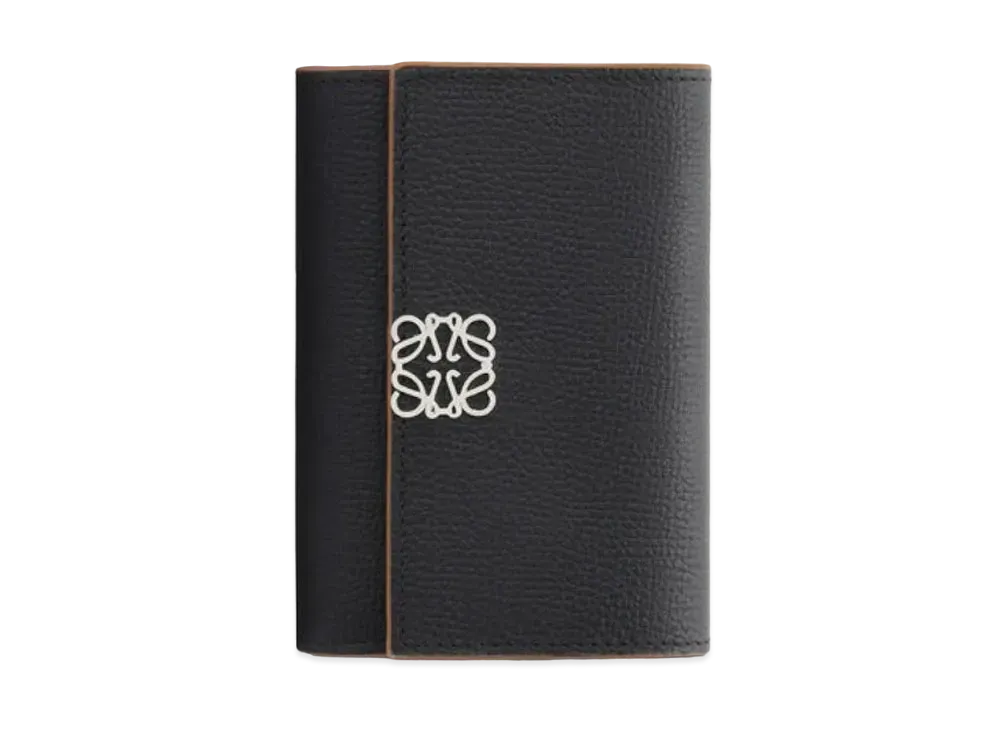 LOEWE Anagram Small Vertical Wallet In Pebble Grain Calfskin "Black"