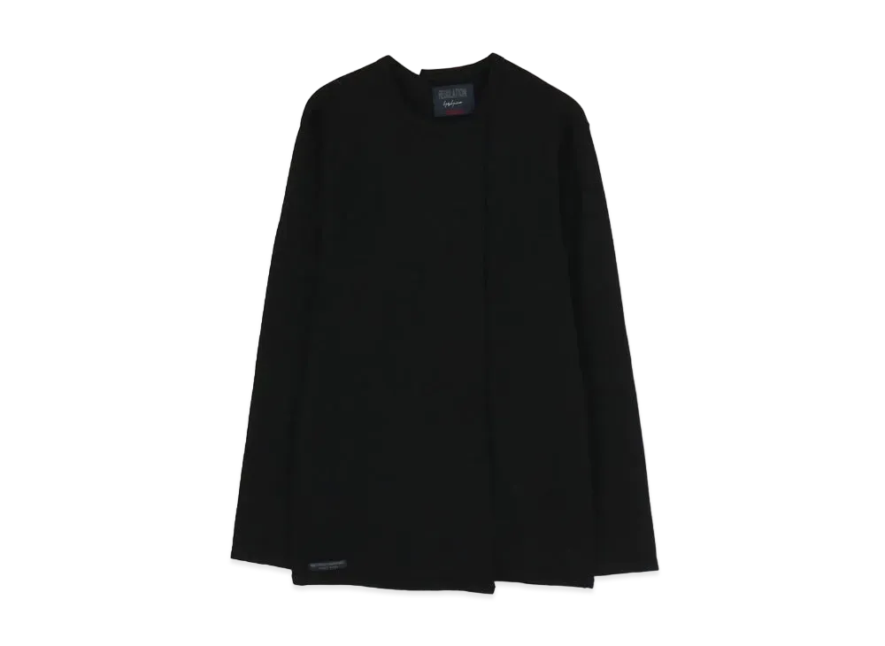 Yohji Yamamoto Pour Homme REGULATION 48/2 MIDDLE WASHABLE ASYMMETRY ROUND NECK LONG SLEEVES "Black"