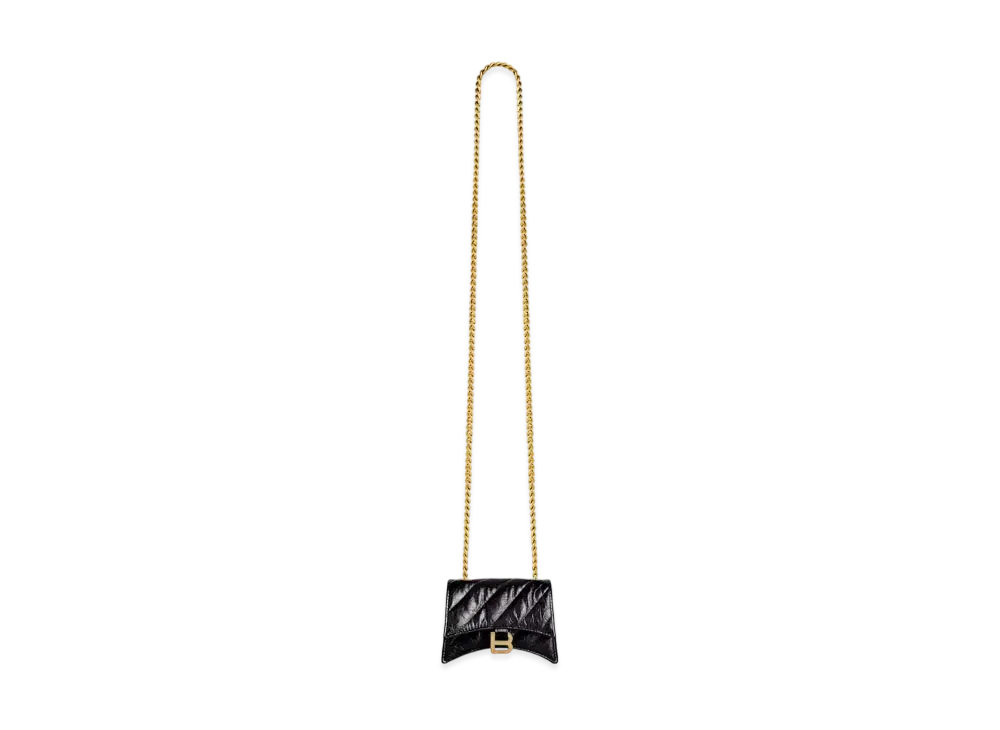 BALENCIAGA Crush Mini Chain Bag Quilted "Black"