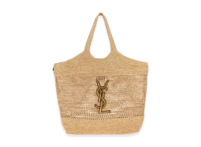 Saint Laurent Women's Raffia Maxi Icare Shopping Bag "Beige"