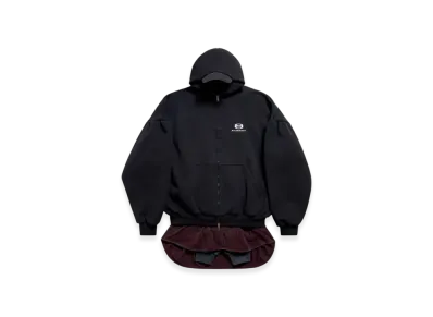 BALENCIAGA Layered Zip-Up Hoodie "Black"