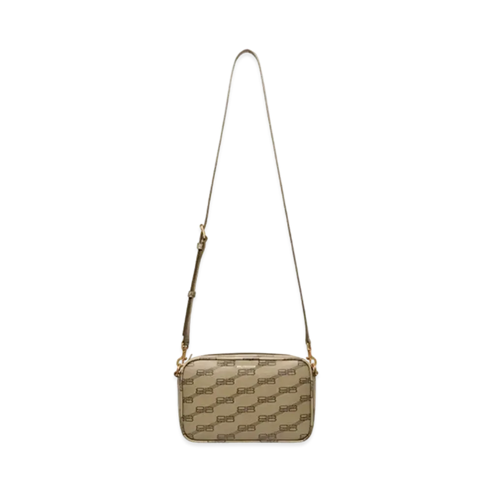 BALENCIAGA Signature Small Camera Bag BB Monogram Coated Canvas "Beige/Brown"