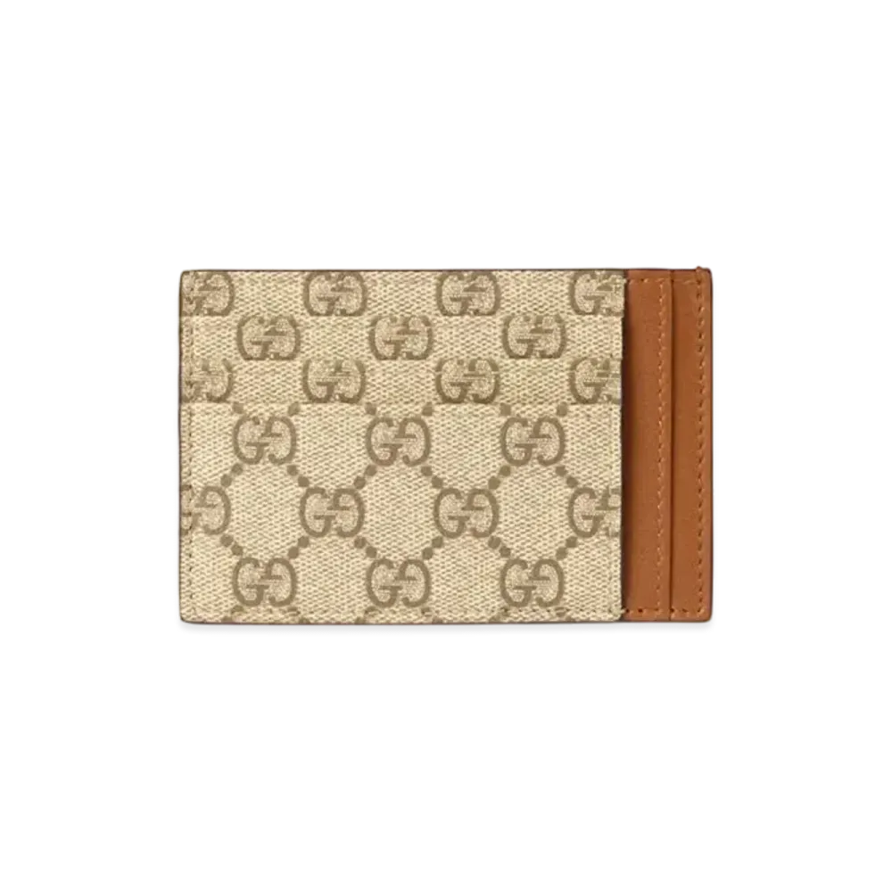 GUCCI GG Emblem Card Case "Beige/Dark Brown"
