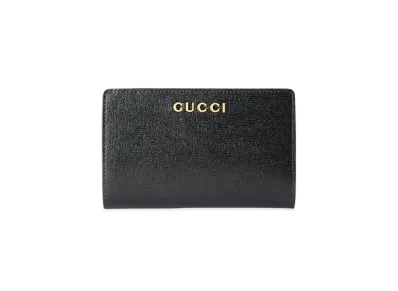 GUCCI Zip Around Wallet With Gucci Script "Black"