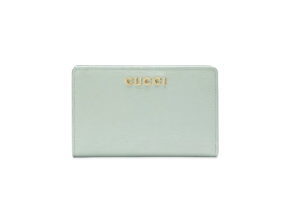 GUCCI Zip Around Wallet With Gucci Script "Pale Green"