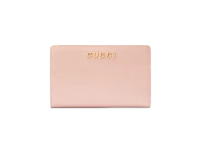 GUCCI Zip Around Wallet With Gucci Script "Pink"