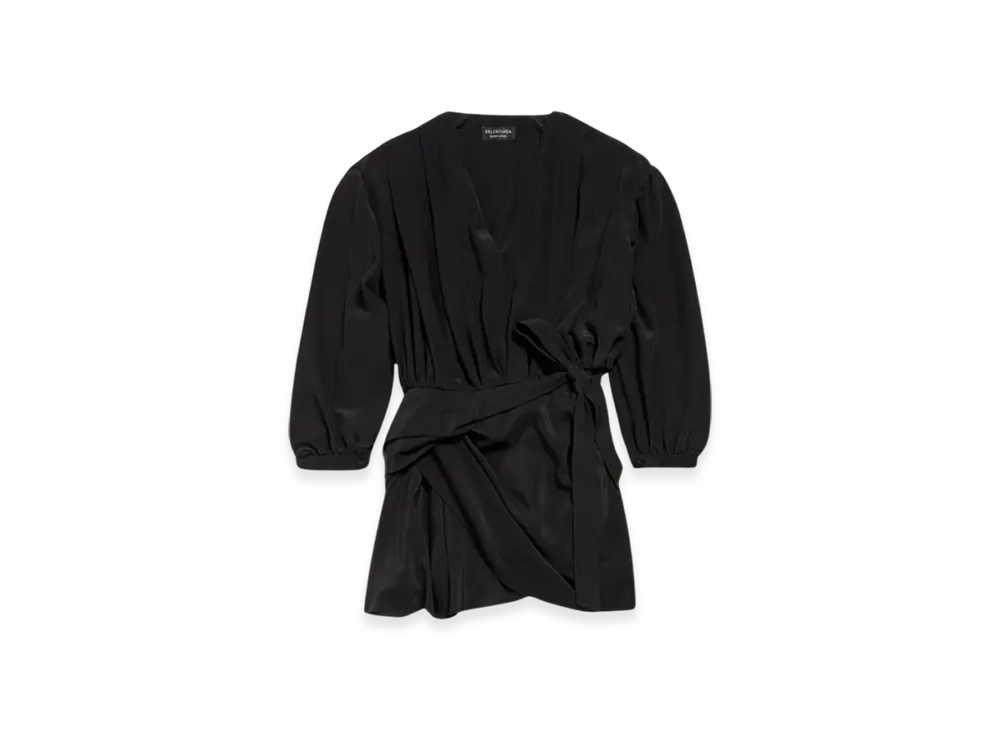 BALENCIAGA Women's V-Neck Mini Dress "Black"