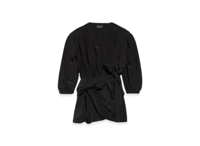 BALENCIAGA Women's V-Neck Mini Dress "Black"