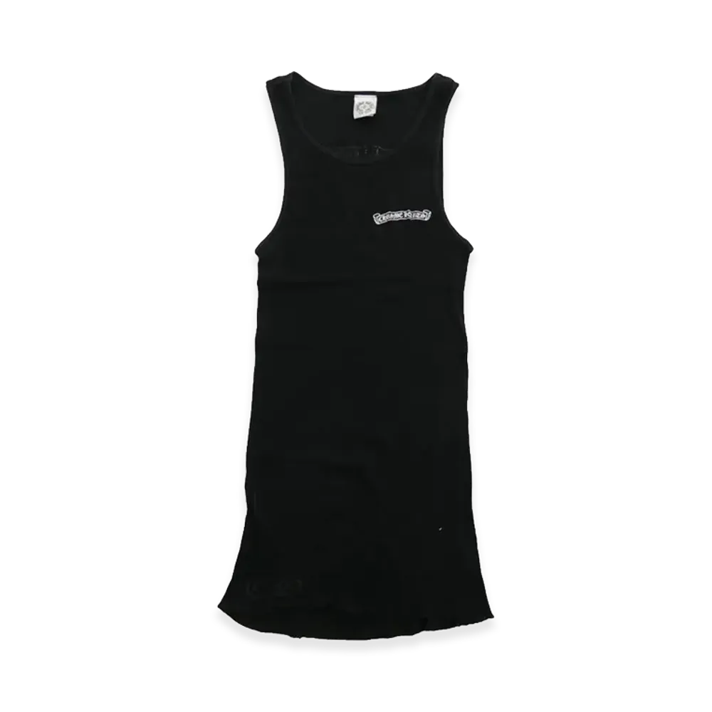 Chrome Hearts Scroll Label Print Rib Tank Top "Black"