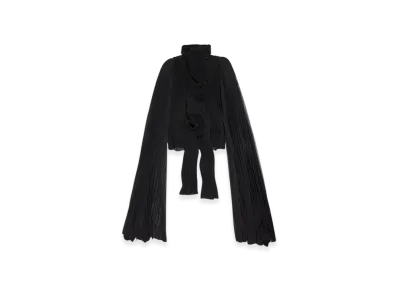 BALENCIAGA Women's Scarf Pleated Blouse "Black"