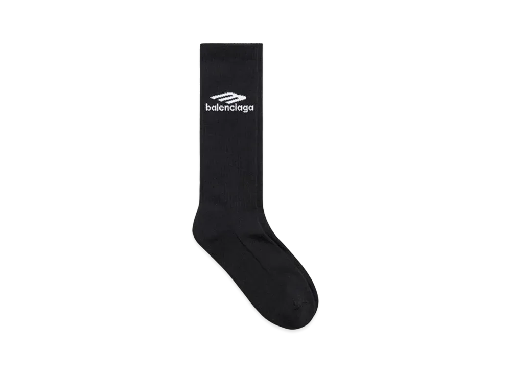 BALENCIAGA 3B Sports Icon Ski Socks In Technical Rib Knit "Black/White"