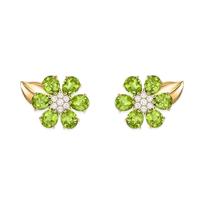Van Cleef & Arpels Fleurette earrings "18K Yellow gold/Diamond/Peridot"