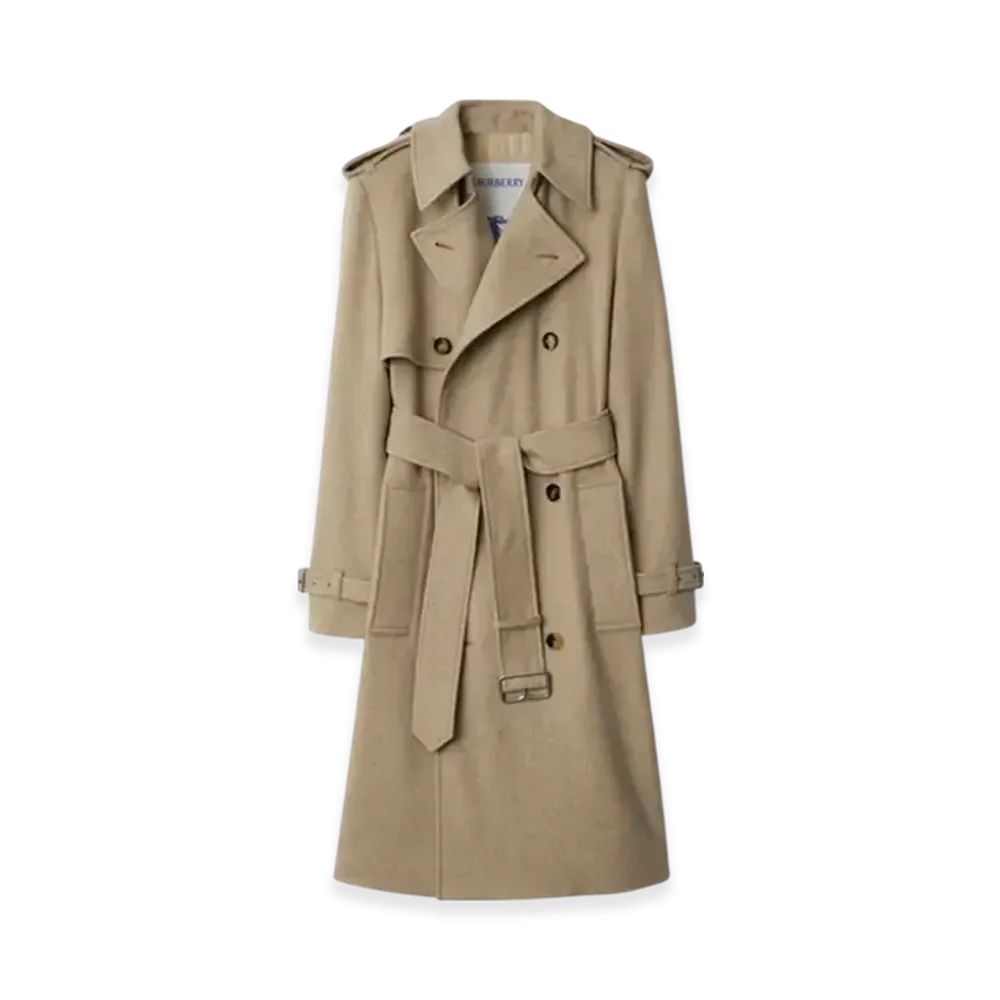 Burberry Long Cashmere Trench Coat "Flax"