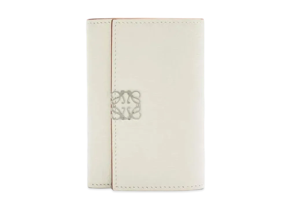 LOEWE Anagram Small Vertical Wallet In Pebble Grain Calfskin "Light Ghost"