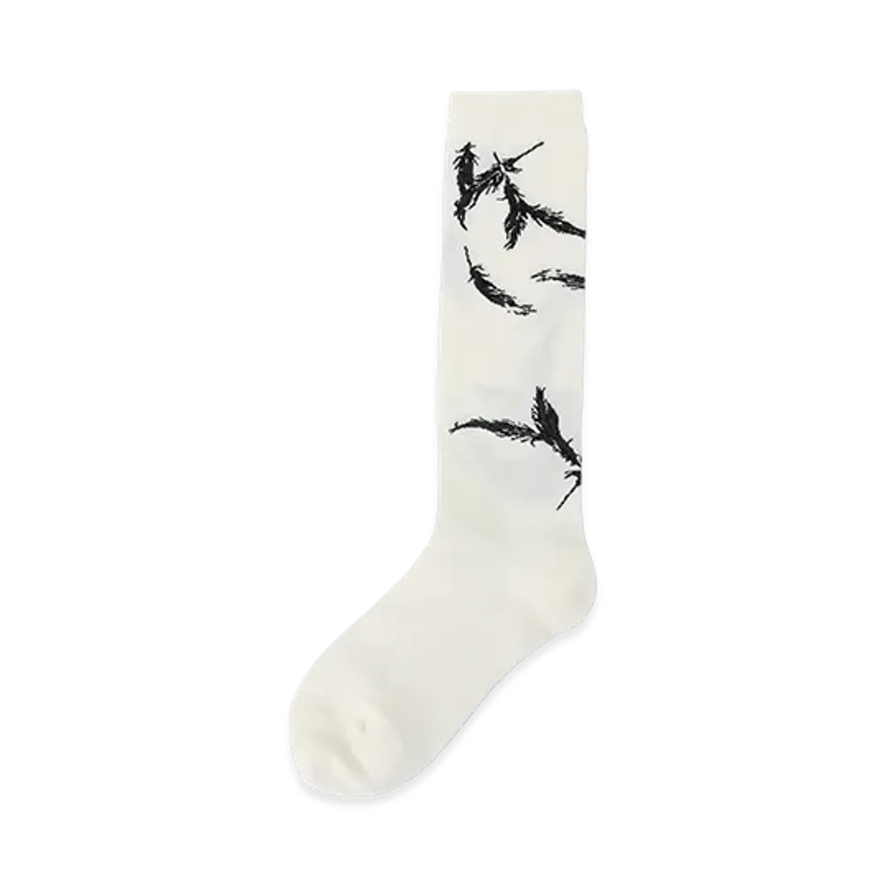 Y's Angel-Design High Socks "Off White"