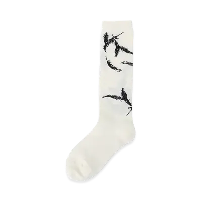 Y's Angel-Design High Socks "Off White"