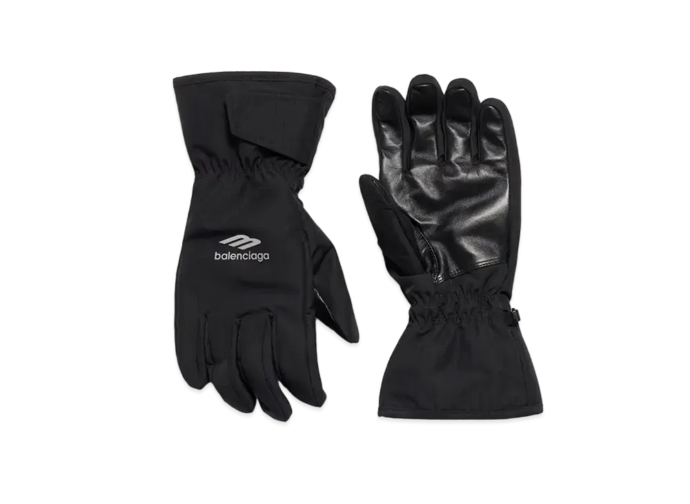 BALENCIAGA 3B Sports Icon Ski Gloves In Technical Ripstop "Black"
