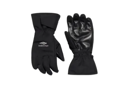 BALENCIAGA 3B Sports Icon Ski Gloves In Technical Ripstop "Black"